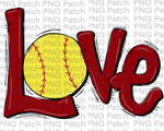 Crimson Love with Softball, Softball PNG File, Girl Sublimation Design