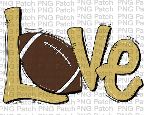 Vegas Gold Love with Football, Football PNG File, Cheerleader Sublimation Design