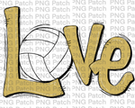 Gold Love with Volleyball, Volleyball PNG File, Spike Sublimation Design