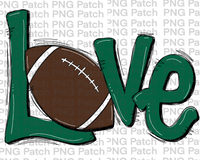 Green Love with Football, Football PNG File, Cheerleader Sublimation Design