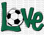 Green Love with Soccer Ball, Soccer PNG File, Football Sublimation Design