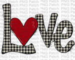 Love White Buffalo Plaid with Red Heart , Valentine's Day PNG File, Love Sublimation Design