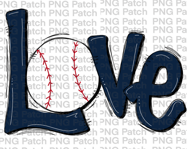 Navy Love with Baseball, Baseball PNG File, Diamond Dolls Sublimation Design