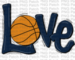 Navy Love with Basketball, Basketball PNG File, Cheerleading Sublimation Design