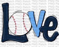 Navy and Columbia Blue Love with Baseball, Baseball PNG File, Diamond Dolls Sublimation Design