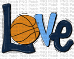 Navy and Columbia Blue Love with Basketball, Basketball PNG File, Cheerleading Sublimation Design