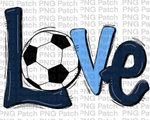 Navy and Columbia Blue Love with Soccer Ball, Soccer PNG File, Football Sublimation Design