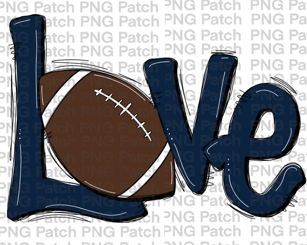 Navy Love with Football, Football PNG File, Cheerleader Sublimation Design