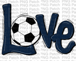 Navy Love with Soccer Ball, Soccer PNG File, Football Sublimation Design