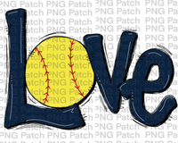 Navy Love with Softball, Softball PNG File, Girl Sublimation Design