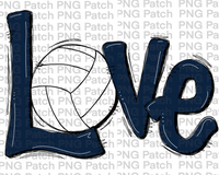 Navy Love with Volleyball, Volleyball PNG File, Spike Sublimation Design