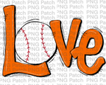 Orange Love with Baseball, Baseball PNG File, Diamond Dolls Sublimation Design