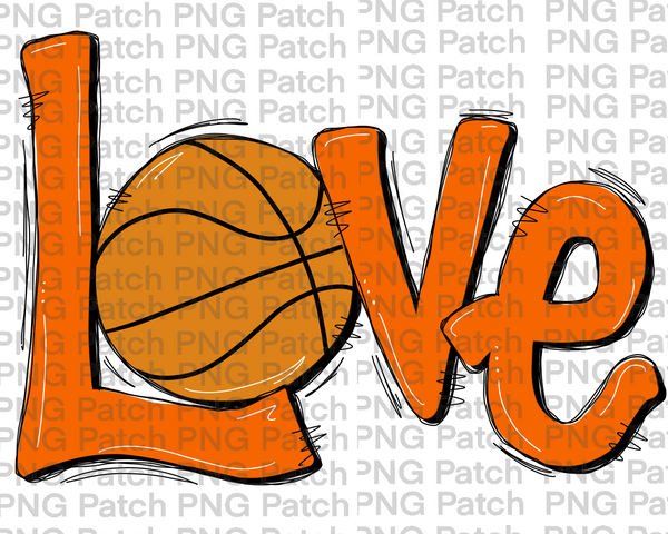 Orange Love with Basketball, Basketball PNG File, Cheerleading Sublimation Design