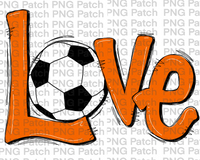 Orange Love with Soccer Ball, Soccer PNG File, Football Sublimation Design