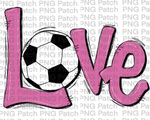 Pink Love with Soccer Ball, Soccer PNG File, Football Sublimation Design