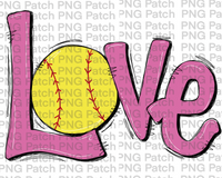 Pink Love with Softball, Softball PNG File, Girl Sublimation Design