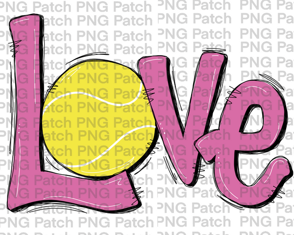 Pink Love with Tennis Ball, Tennis PNG File, Racket Sublimation Design