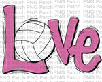 Pink Love with Volleyball, Volleyball PNG File, Spike Sublimation Design