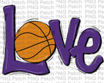 Purple Love with Basketball, Basketball PNG File, Cheerleading Sublimation Design