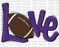 Purple Love with Football, Football PNG File, Cheerleader Sublimation Design