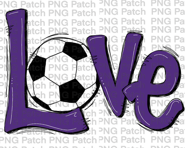 Purple Love with Soccer Ball, Soccer PNG File, Football Sublimation Design