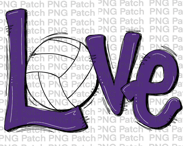 Purple Love with Volleyball, Volleyball PNG File, Spike Sublimation Design