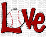 Red Love with Baseball, Baseball PNG File, Diamond Dolls Sublimation Design