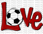 Red Love with Soccer Ball, Soccer PNG File, Football Sublimation Design