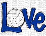 Royal Blue Love with Volleyball, Volleyball PNG File, Spike Sublimation Design