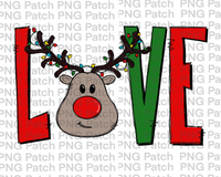 Love, With Rudolph, Christmas PNG Files, Holiday Sublimation Design