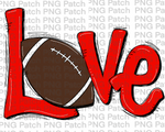 Scarlet Red Love with Football, Football PNG File, Cheerleader Sublimation Design