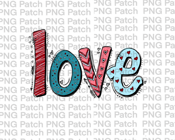 Love, Scribble Doodles , Valentine's Day PNG File, Love Sublimation Design