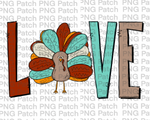 Love Fall, With Turkey, Thanksgiving PNG Files, Fall Sublimation Design