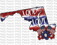 Land that I Love, Maryland, Red, White, Blue Tie Dye, Memorial Day PNG File, Fourth of July Sublimation Design, USA Flags