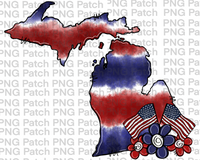 Michigan, Red, White, Blue Tie Dye, Memorial Day PNG File, Fourth of July Sublimation Design, USA Flags