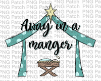 Blue Manger with Dots, Christmas Sublimation Design, Holiday PNG File