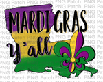 Mardi Gras Y'all, Fleur De Lis, New Orleans , Mardi Gras PNG File,  Louisiana Sublimation Design