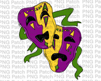 Mardi Gras Mask Happy and Sad, Mardi Gras PNG File, Holiday Sublimation Design