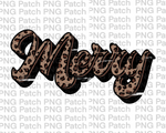 Leopard Print Merry, Christmas Sublimation Design, Holiday PNG File