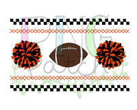 Orange and Black Mocked Smocked Football and Pom Poms