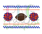 Orange and Blue Mocked Smocked Football and Pom Poms