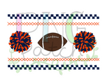 Orange and Navy Mocked Smocked Football and Pom Poms