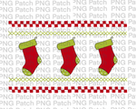 Mocked Smocked Red and Green Toed Stockings, Christmas Sublimation Design, Holiday PNG File