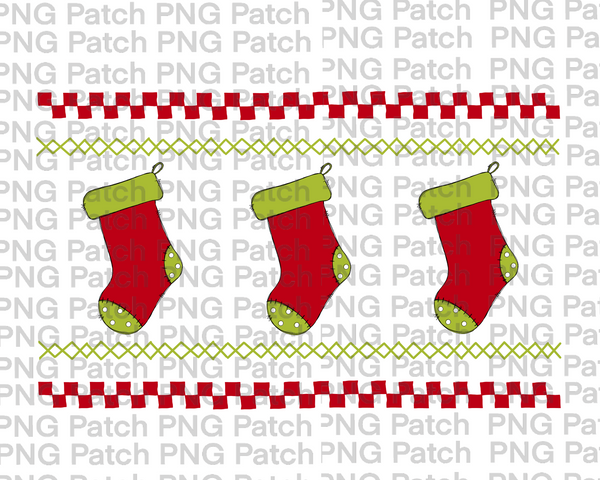 Mocked Smocked Red and Green Toed Stockings, Christmas Sublimation Design, Holiday PNG File