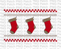 Mocked Smocked Red and Leopard Print Stockings, Christmas Sublimation Design, Holiday PNG File