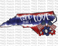 Land that I Love, North Carolina, Red, White, Blue Tie Dye, Memorial Day PNG File, Fourth of July Sublimation Design, USA Flags