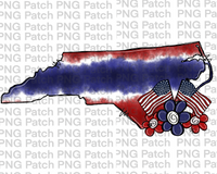 North Carolina, Red, White, Blue Tie Dye, Memorial Day PNG File, Fourth of July Sublimation Design, USA Flags