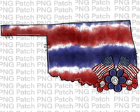 Oklahoma, Red, White, Blue Tie Dye, Memorial Day PNG File, Fourth of July Sublimation Design, USA Flags