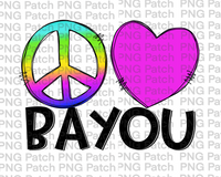 Peace Love Bayou, Bright Colorful, River and Creek Summer Fun PNG File, Summer Sublimation Design