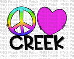 Peace Love Creek, Bright Colorful, River and Creek Summer Fun PNG File, Summer Sublimation Design